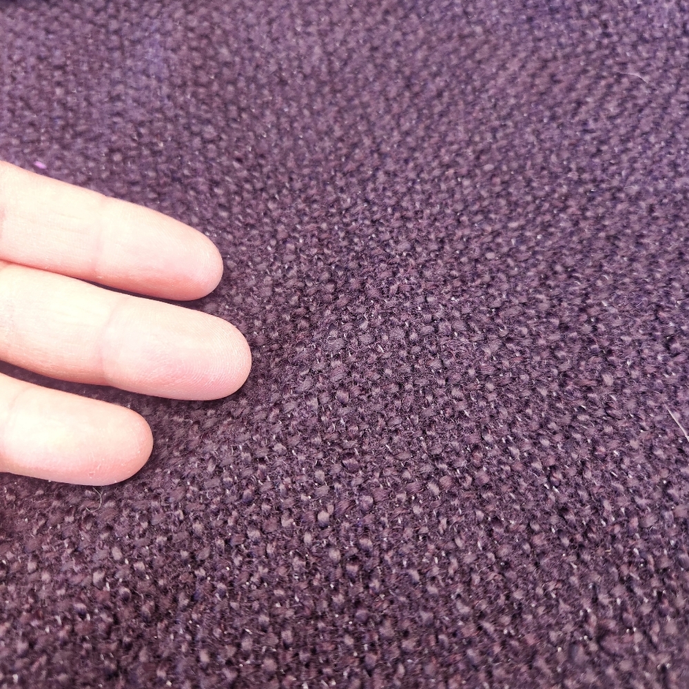 Gorgeous Eggplant Purple Textured Wool Blend Metallic Fabric
